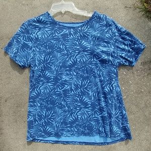 Blue tropic print top.